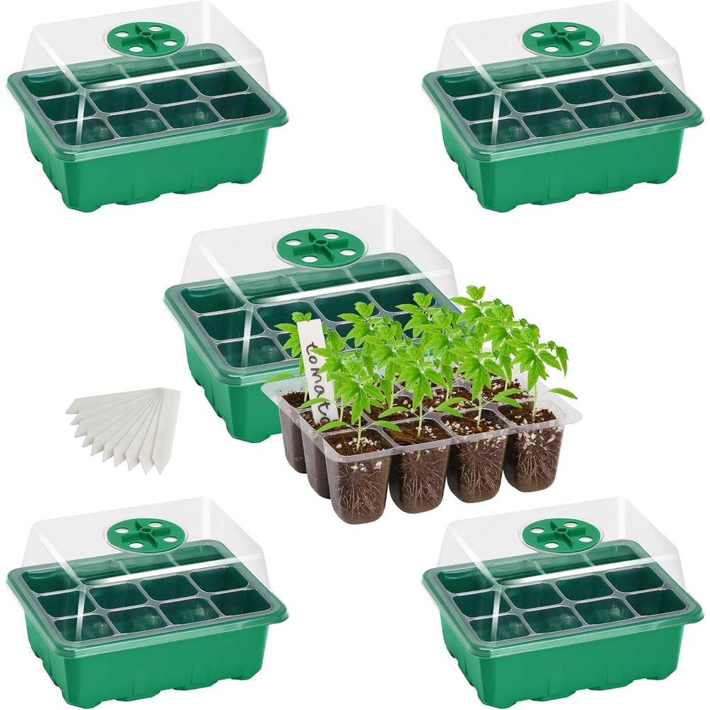 Humidity Dome Kit - 5-Pack Seed Starter Trays, Seed Starter